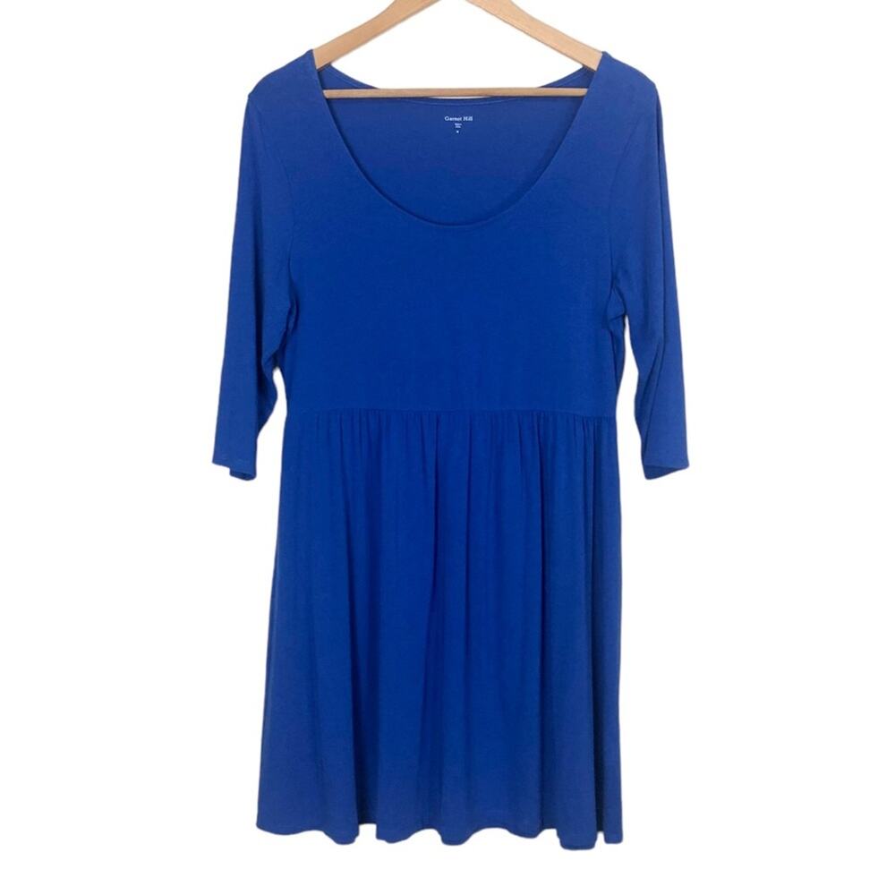 Garnet Hill Cotton Jersey Scoop Neck 3/4 Sleeve Skater Dress Size Medium